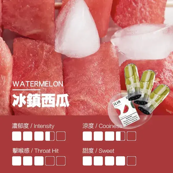 ILIA煙彈-瓷芯霧化彈-冰鎮西瓜口感webp - ILIA 拓撲蒸汽台灣官網 | LANA 拉娜 RELX 悅刻 SP2S 主機煙彈